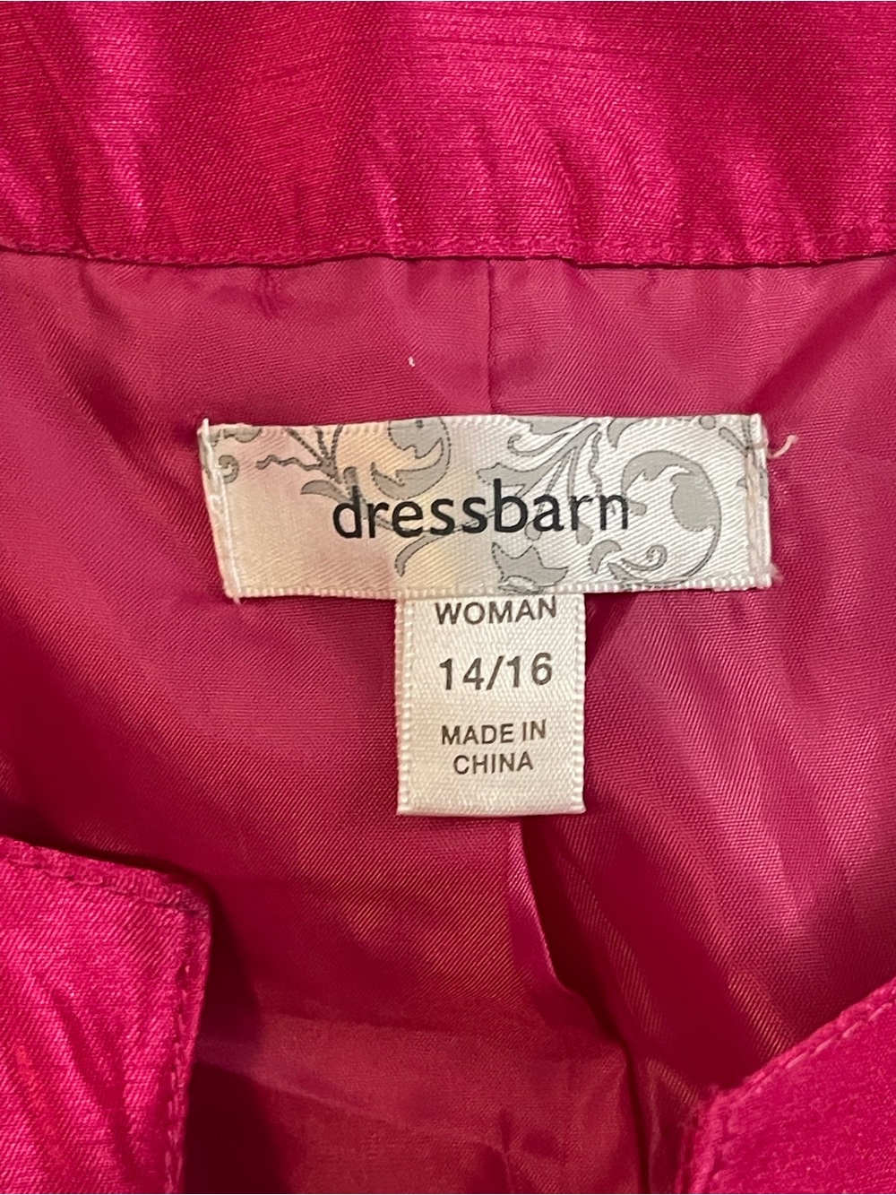 dressbarn Fuchsia Satin Open-Front Ruffle Hem Jacket Size 14/16 - Picture 3 of 11